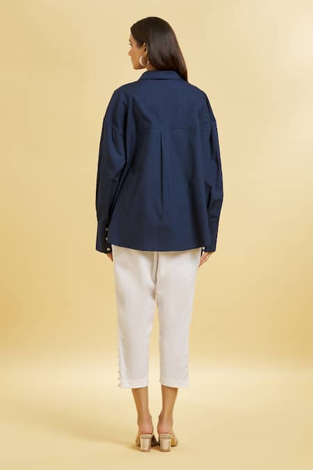 Soha By Harleen And Sona Cotton Embroidered Patch Shirt 