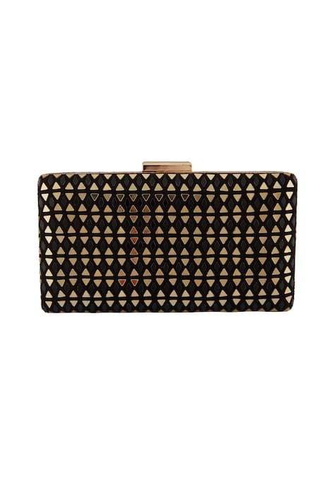 Samyukta Singhania Black Mirror Work Embellished Clutch 