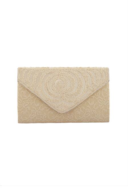 Nazaakat By Samara Singh_Cream Pearls Embellished Clutch _Online_at_Aza_Fashions