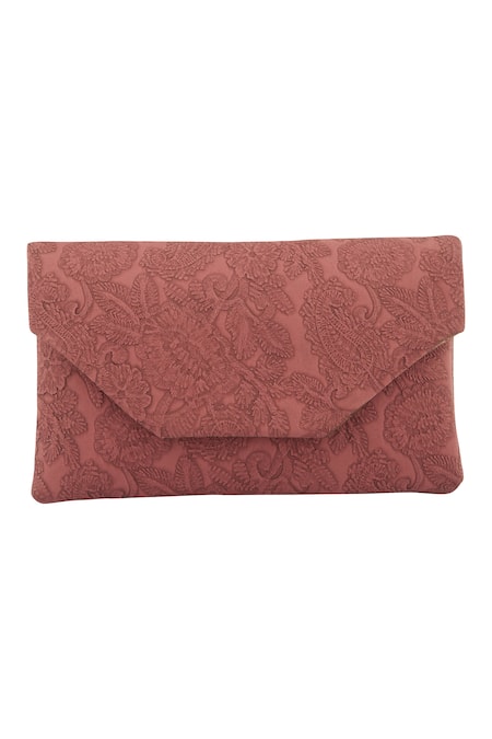 Samyukta Singhania Pink Embossed Floral Clutch 