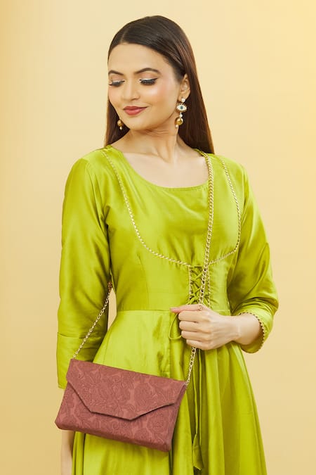 Nazaakat By Samara Singh Floral Embossed Clutch 