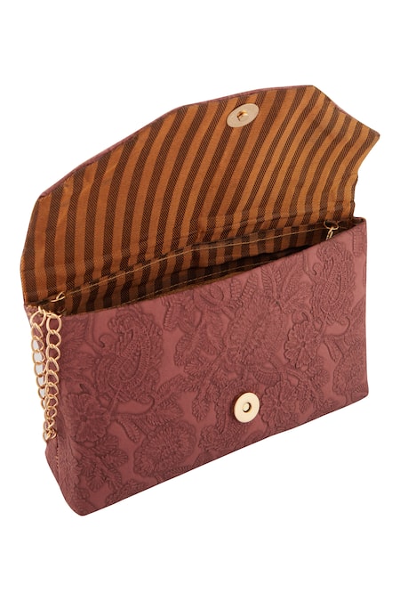 Nazaakat By Samara Singh_Pink Embroidery Floral Embossed Clutch _Online_at_Aza_Fashions