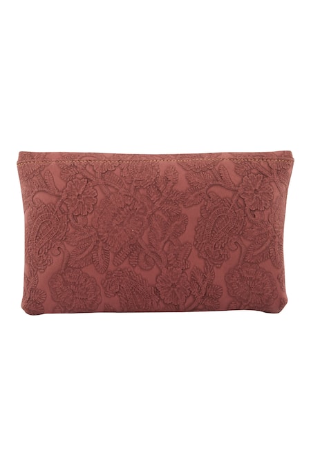 Buy_Nazaakat By Samara Singh_Pink Embroidery Floral Embossed Clutch _Online_at_Aza_Fashions