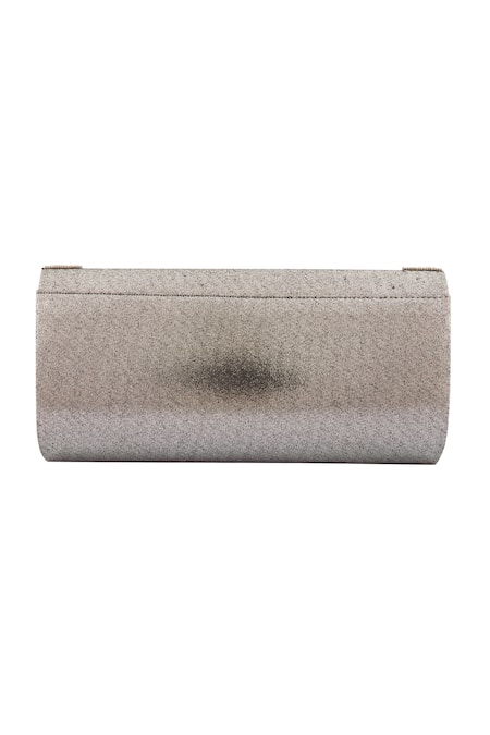 Buy_Nazaakat By Samara Singh_Silver Studs, Diamonds Lined Flap Clutch _Online_at_Aza_Fashions
