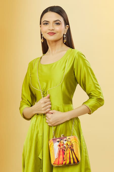 Nazaakat By Samara Singh Printed Box Clutch 