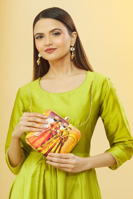 Nazaakat By Samara Singh_Multi Color Printed Box Clutch _Online_at_Aza_Fashions