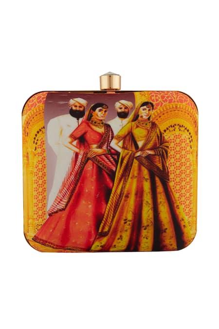 Nazaakat By Samara Singh_Multi Color Printed Box Clutch _at_Aza_Fashions