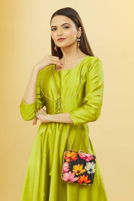 Buy_Nazaakat By Samara Singh_Multi Color Lotus Print Clutch _Online_at_Aza_Fashions