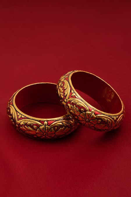 Riti Surkh Floral Pattern Bangle - Single Pc 