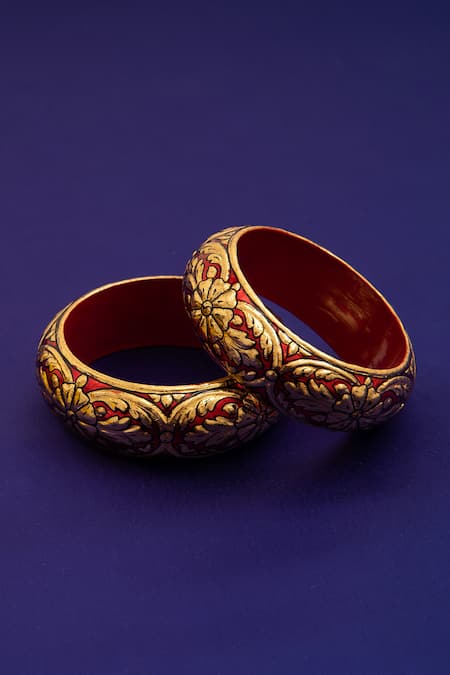 Riti Surkh Floral Pattern Bangle - Single Pc 
