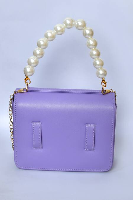 Shop_Samyukta Singhania_Purple Acrylic Monogram And Pearl Embellished K - Initial Box Sling Bag_Online_at_Aza_Fashions