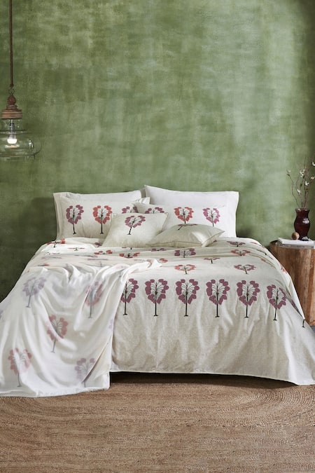 Houmn Fig Cotton Block Print Bedsheet Set 