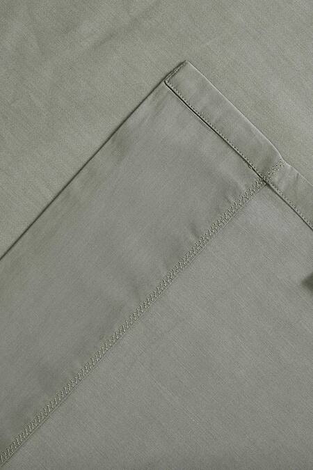 Houmn_Green Cotton Feather Stitch Bedsheet Set_at_Aza_Fashions