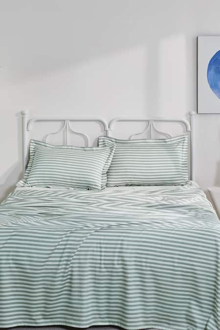 Houmn Cotton Stripe Print Bedsheet Set 