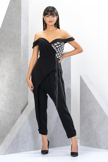 Eli Bitton Off Shoulder Draped Jumpsuit 