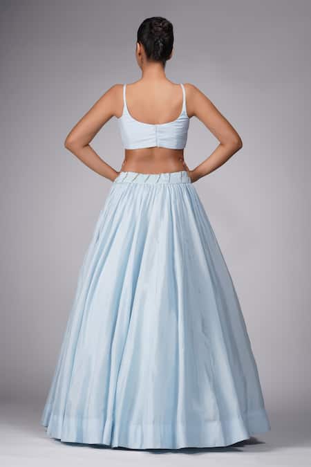 Shop Shruti S Blue Silk Sequins, Zari, Embroidery Square , Open Jacket Lehenga Set at Aza Fashions Shop_Shruti S_Blue Silk Sequins, Zari, Embroidery Square , Open Jacket Lehenga Set _at_Aza_Fashions