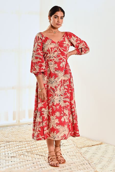 MoonTara Floral Print Empire Dress 