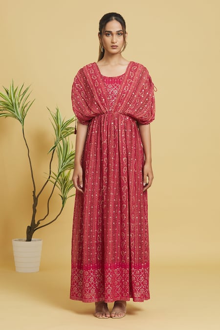 Khwaab By Sanjana Lakhani Orange Viscose, Georgette, Crepe Sequins Round Neck Embellished Dress Online at Aza Fashions Khwaab By Sanjana Lakhani_Orange Viscose, Georgette, Crepe Sequins Round Neck Embellished Dress_Online_at_Aza_Fashions