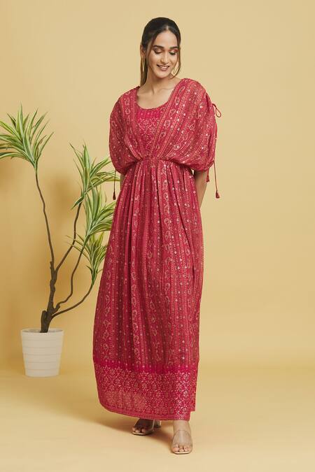 Buy Khwaab By Sanjana Lakhani Orange Viscose, Georgette, Crepe Sequins Round Neck Embellished Dress Online at Aza Fashions Buy_Khwaab By Sanjana Lakhani_Orange Viscose, Georgette, Crepe Sequins Round Neck Embellished Dress_Online_at_Aza_Fashions