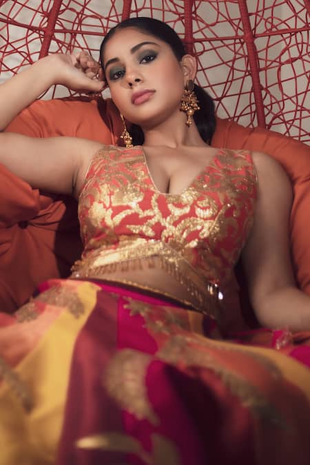 Vandana Sethi Gota Patti Embroidered Lehenga Set 