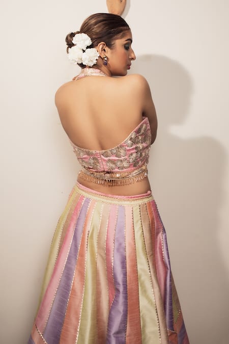 Vandana Sethi Floral Gota Patti Embellished Lehenga Set 