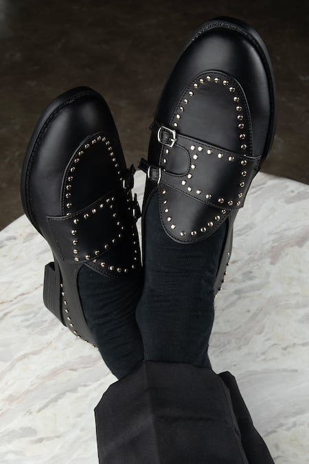 SCHON ZAPATO Black Starry Night Metallic Stud Shoes 