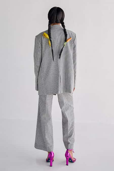 Shop Esha Arora Black Cotton Zari Zardosi Embroidered Oversized Blazer And Pant Set at Aza Fashions Shop_Esha Arora_Black Cotton Zari Zardosi Embroidered Oversized Blazer And Pant Set _at_Aza_Fashions