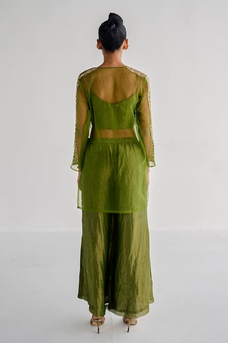 Esha Arora Embroidered Net Kurta & Palazzo Set 