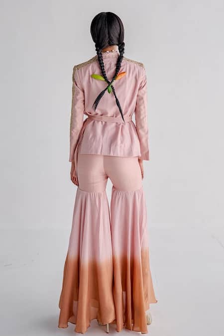 Esha Arora Aari Embroidered Blazer & Ombre Sharara Set 