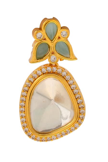 Buy Ishhaara Gold Plated Diamonds, Stones Embellished Polki Earrings Online at Aza Fashions Buy_Ishhaara_Gold Plated Diamonds, Stones Embellished Polki Earrings _Online_at_Aza_Fashions