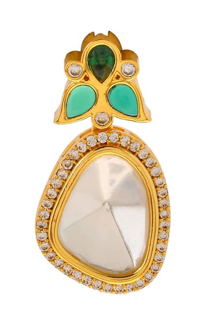 Ishhaara_Gold Plated Diamonds, Stones Polki Embellished Earrings _Online_at_Aza_Fashions