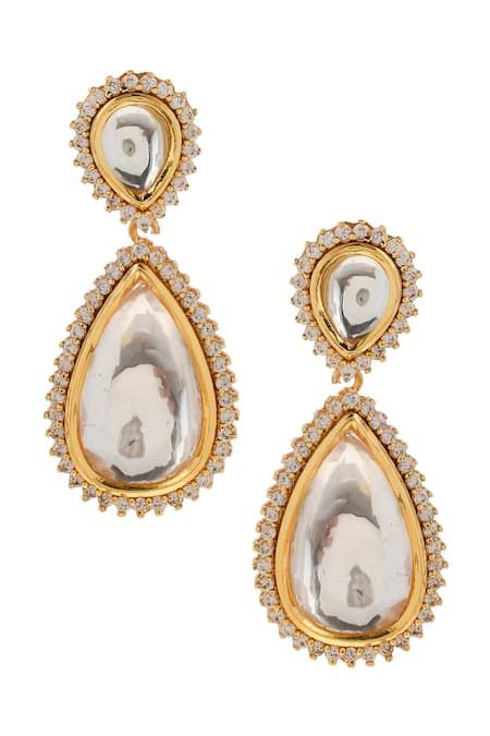 Buy Ishhaara Gold Plated Diamonds, Stones Tear Embellished Earrings Online at Aza Fashions Buy_Ishhaara_Gold Plated Diamonds, Stones Tear Embellished Earrings _Online_at_Aza_Fashions
