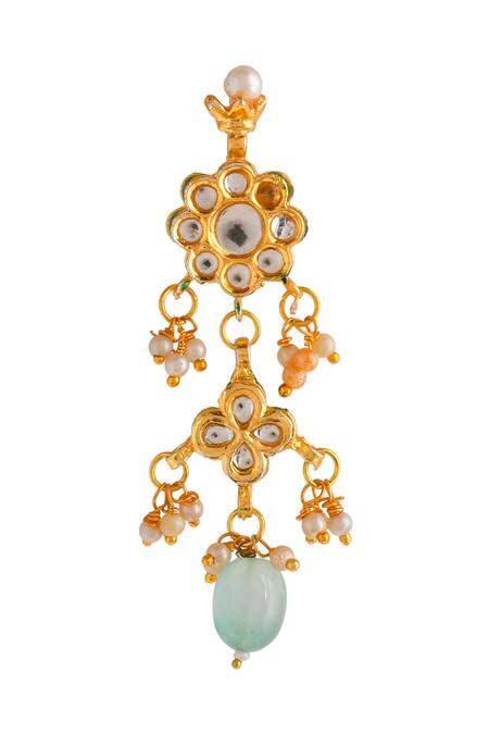 Buy_Ishhaara_Multi Color Stones, Beads Lotus Kundan Embellished Necklace Set _Online_at_Aza_Fashions