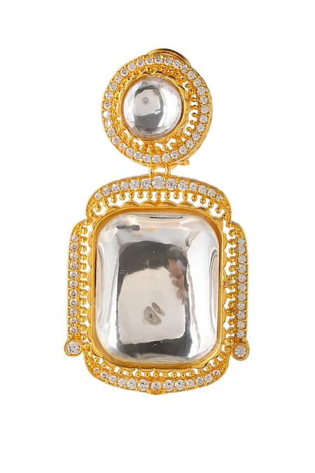 Buy_Ishhaara_Gold Plated Beads, Diamonds, Stones Kundan Embellished Pendant Necklace Set _Online_at_Aza_Fashions