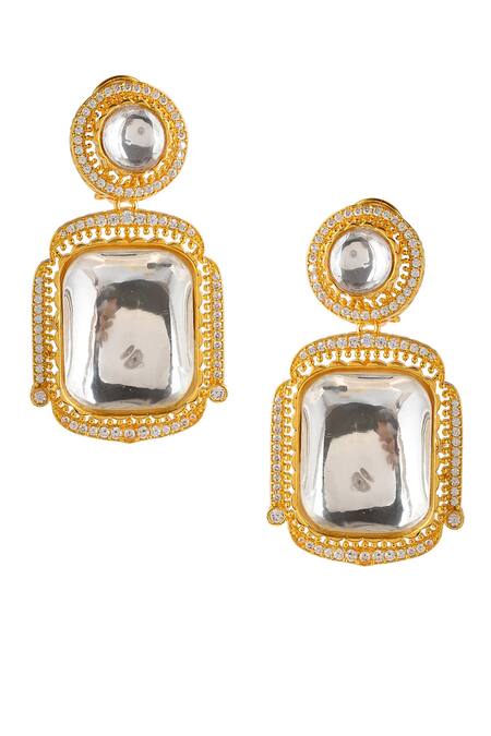 Shop_Ishhaara_Gold Plated Beads, Diamonds, Stones Kundan Embellished Pendant Necklace Set _Online_at_Aza_Fashions