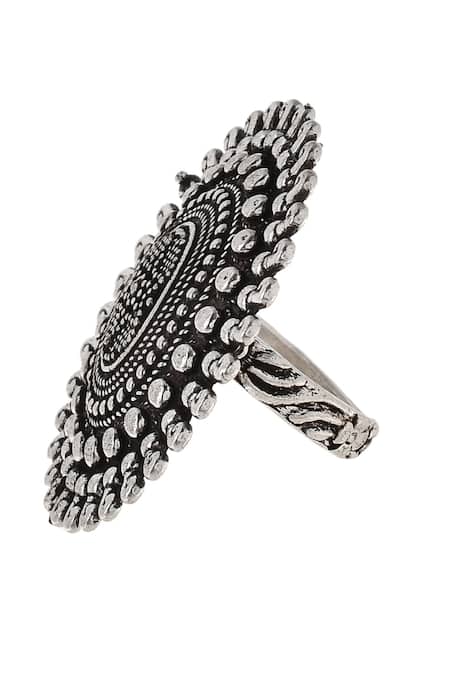 Buy Paninaro Afghani Jewellery Adjustable Antique Oxidised Big Ring for  Girls and Women at Amazon.in