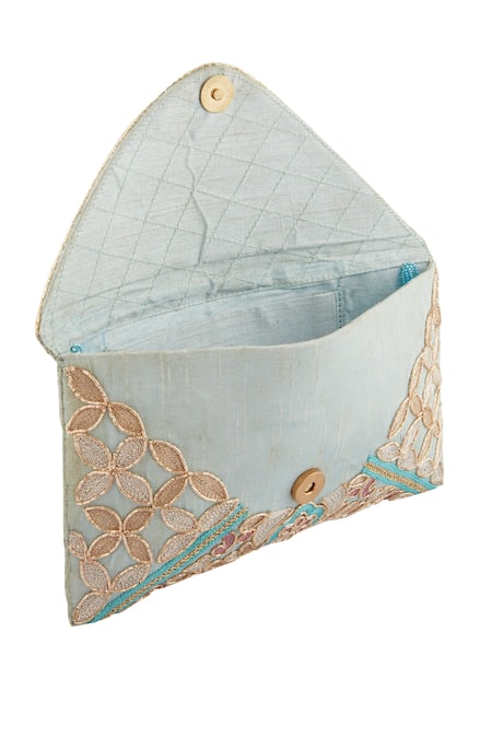 Buy Nazaakat By Samara Singh Sky Blue Zari Zardozi Embroidered Clutch Online at Aza Fashions Buy_Nazaakat By Samara Singh_Sky Blue Zari Zardozi Embroidered Clutch _Online_at_Aza_Fashions
