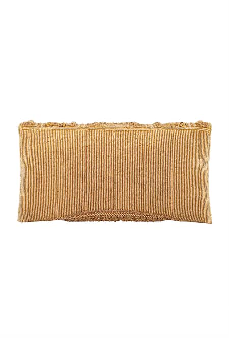 Buy_Nazaakat By Samara Singh_Gold Cut Work Curved Cutdana Embellished Pattern Clutch _Online_at_Aza_Fashions