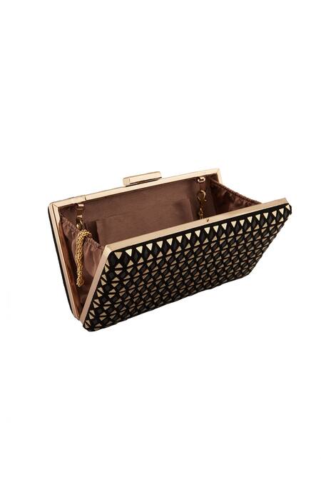 Nazaakat By Samara Singh_Black Mirrors Embellished Clutch _at_Aza_Fashions
