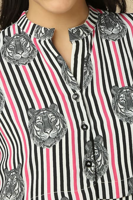 Shop Neha Gursahani Black Viscose Bandeau Neck Printed Collar Jumpsuit Online at Aza Fashions Shop_Neha Gursahani_Black Viscose Bandeau Neck Printed Collar Jumpsuit _Online_at_Aza_Fashions