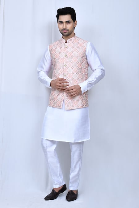 Arihant Rai Sinha Circle Pattern Bundi & Kurta Set 