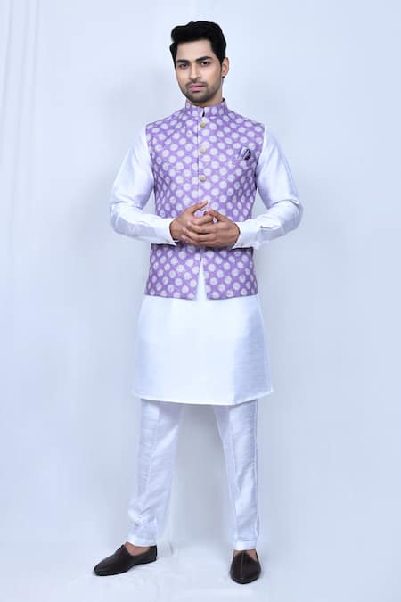 Arihant Rai Sinha Garden Print Bundi & Kurta Set 