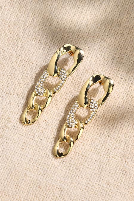 Ahaanya Gold Plated Diamond Stones Embellished Chic Interlink Earrings