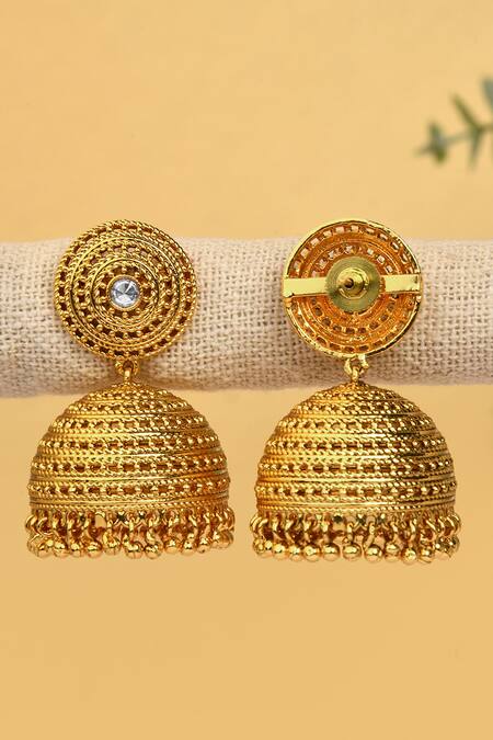 Large Temple Style Jhumka Earrings – SOKORA JEWELS