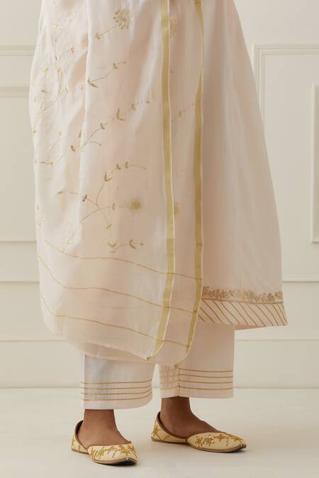 Kamaltaas Pink Cotton Embroidery Keyhole Neck Hand Anarkali And Pant Set Online at Aza Fashions Kamaltaas_Pink Cotton Embroidery Keyhole Neck Hand Anarkali And Pant Set _Online_at_Aza_Fashions