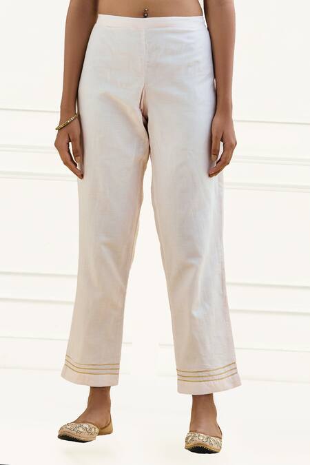 Buy_Kamaltaas_Pink Chanderi Embroidery Round Neck Hand Anarkali Pant Set _Online_at_Aza_Fashions