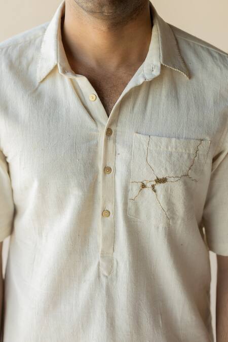 Shop_Nirjara_Off White Handloom Cotton Embellished Bead Kiku Tennis T Shirt_Online_at_Aza_Fashions