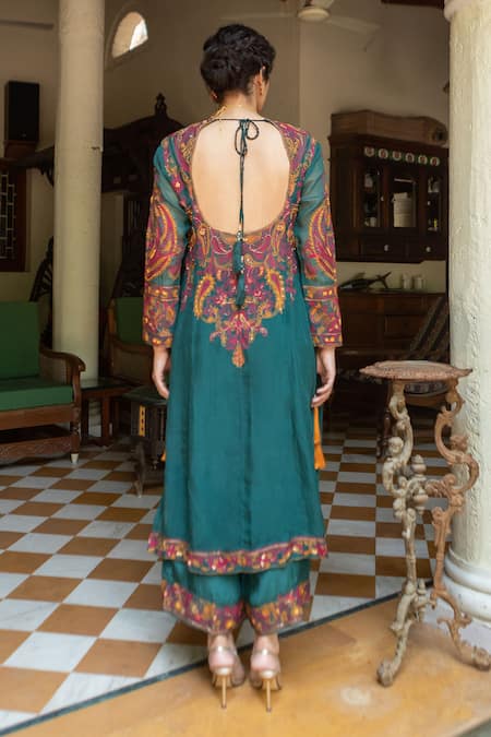 Ruhr India Paisley Embroidered Kurta & Pant Set 