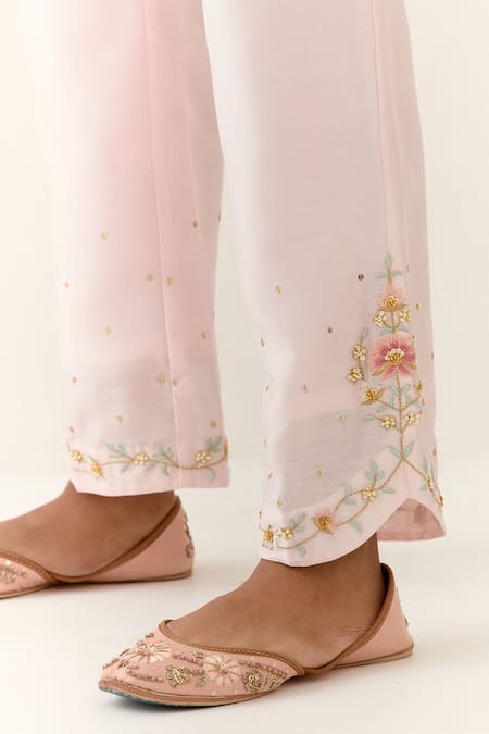 Buy Anantaa By Roohi Pink Silk, Chanderi Embroidery Round Neck Kurta And Palazzo Set Online at Aza Fashions Buy_Anantaa By Roohi_Pink Silk, Chanderi Embroidery Round Neck Kurta And Palazzo Set _Online_at_Aza_Fashions