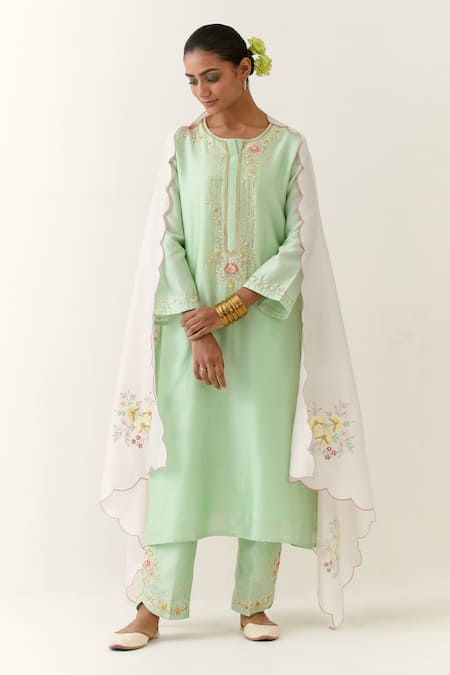 Anantaa by Roohi Silk Chanderi Embroidered Kurta Palazzo Set 